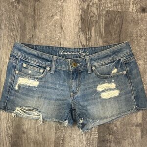 American Eagle Outfitters Distressed Light Blue Denim Cutoff Shorts